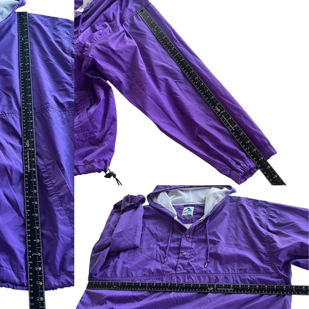 Augusta Sportswear Women XL Purple Hood Vented Pullover Windbreaker Jacket Retro
